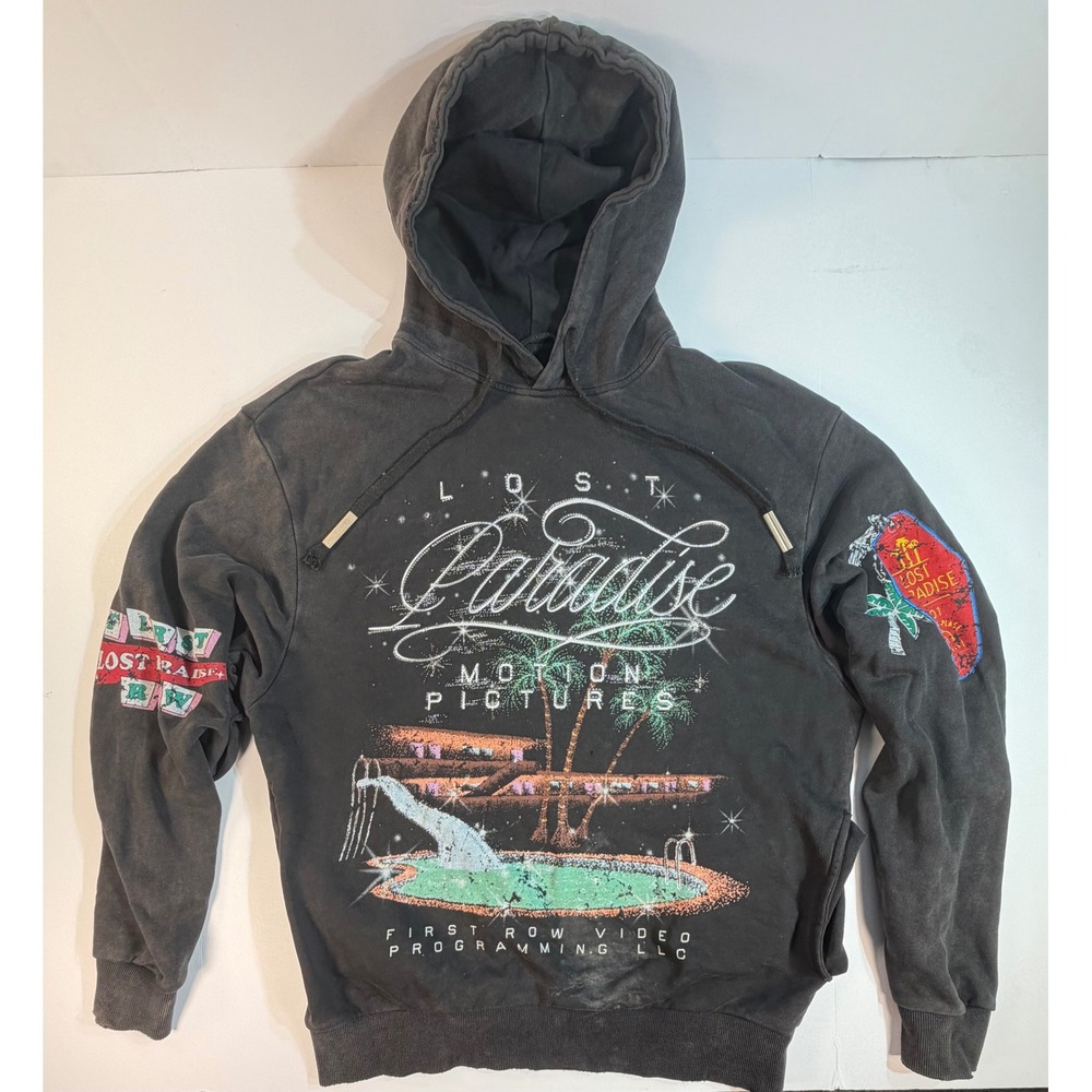 First Row Lost Paradise Motion Pictures Hoodie Faded Black Mens Small Streetwear